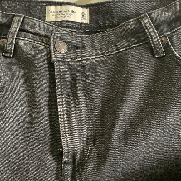 Abercrombie 90’s Slim Straight Ultra High Rise Jeans Black Size 29 cross cross - Picture 3 of 14